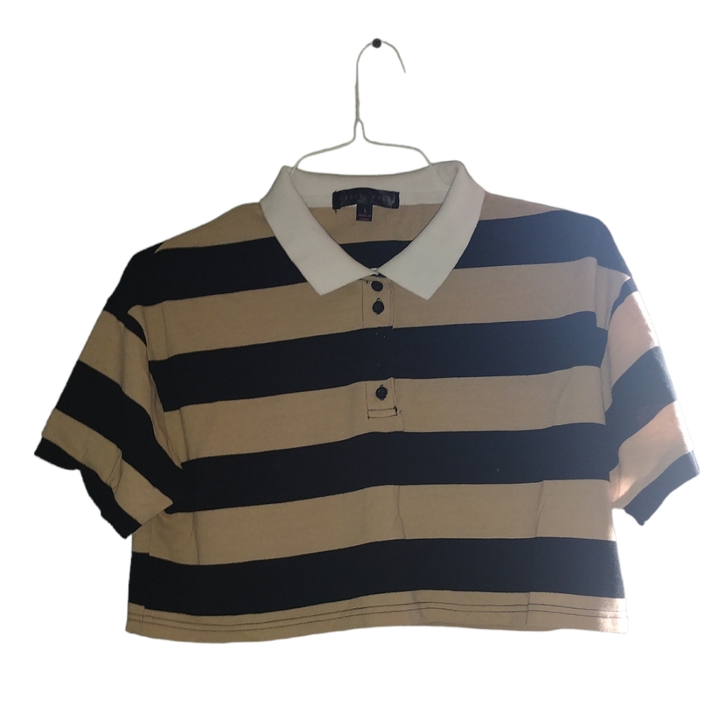 Faded Rose Striped Crop Top Size Large
